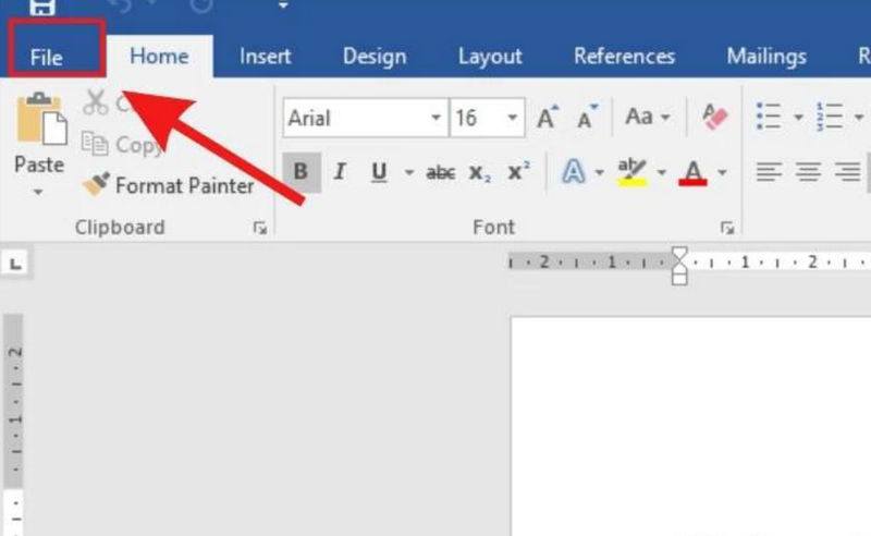Bạn hãy nhấp chuột vào mục File