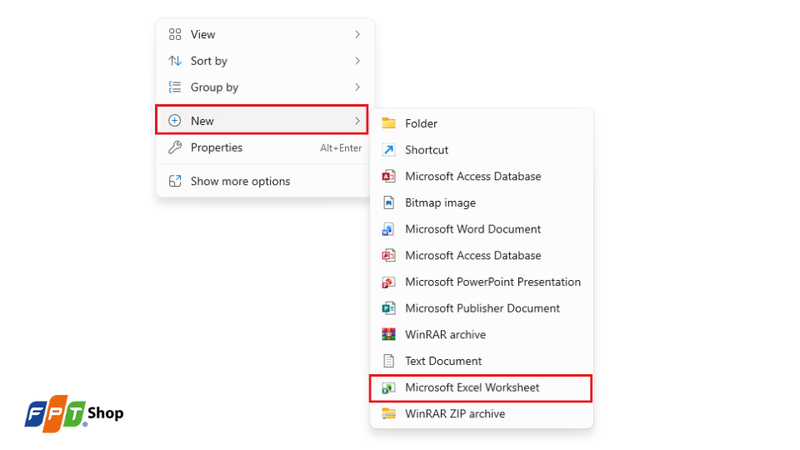 Cách tạo Workbook từ File Explorer