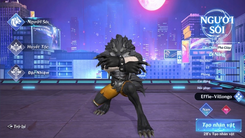 Trong game có 3 lớp nhân vật là Ma Cà Rồng, Người Sói, Đặc nhiệm