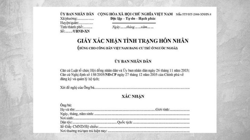 Giấy chứng nhận độc thân do cơ quan cấp