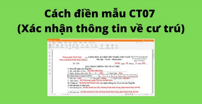 Cách điền xác nhận thông tin về cư trú (mẫu CT07) online