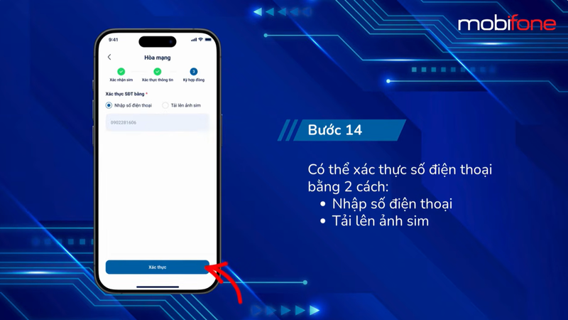 Tiến hành xác thực số điện thoại