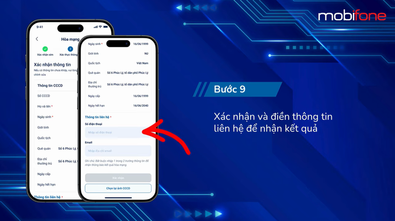 Kiểm tra lại thông tin và điền đầy đủ thông tin liên hệ
