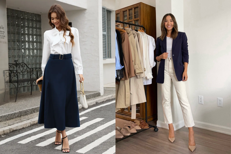 Xanh navy kết hợp với trắng