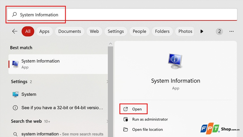 Tìm kiếm System Information