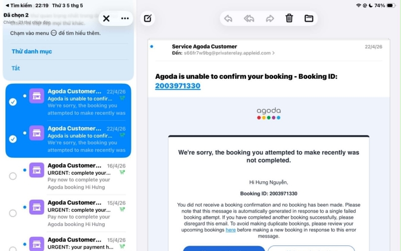 Vào danh sách email trong ứng dụng Mail