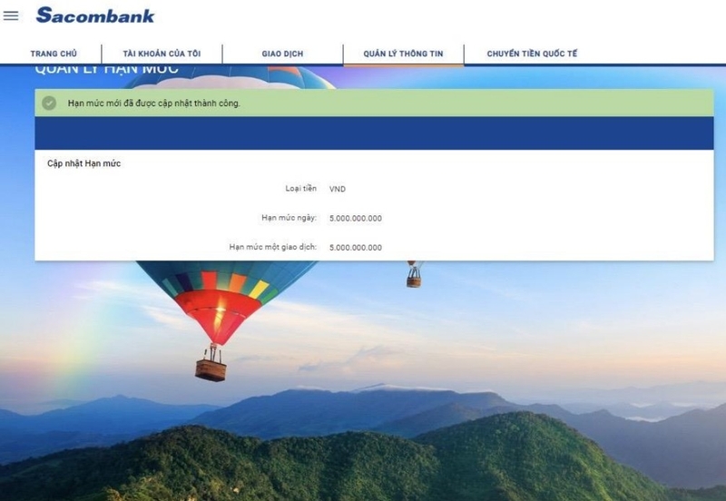 xem hạn mức chuyển tiền Sacombank hình 8