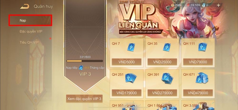 Cách xem bậc VIP và số quân huy đã nạp trong Liên quân Mobile ảnh 2