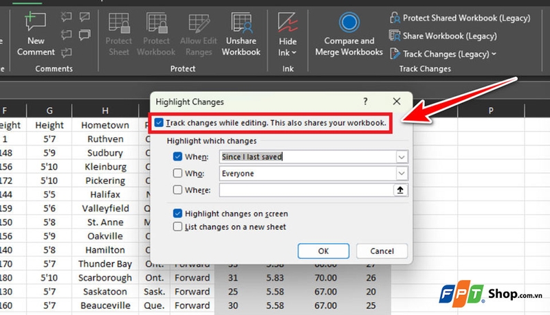 Cách xem nội dung thay đổi khi chia sẻ file Excel - 02