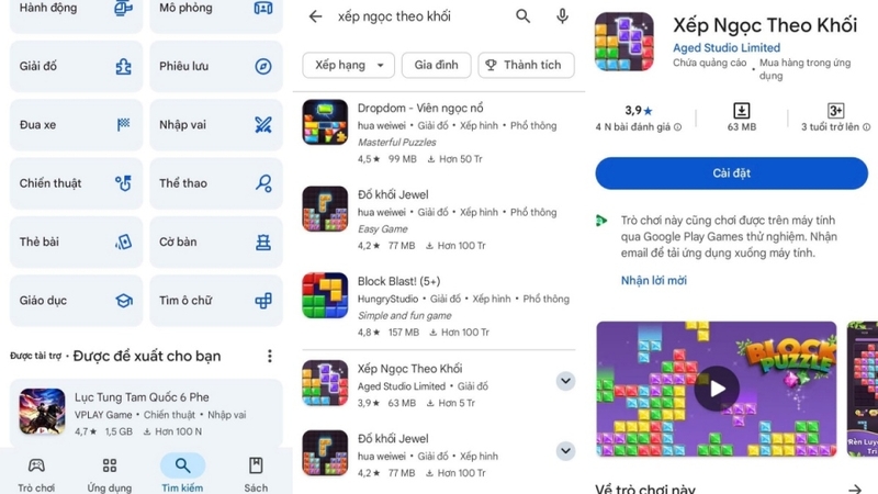 Cách tải Xếp Ngọc Theo Khối trên CH Play
