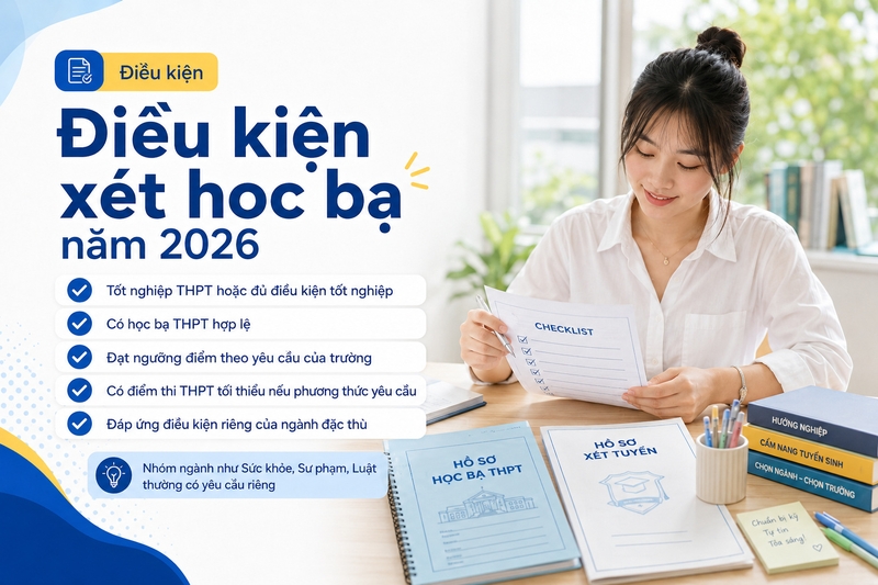 Điều kiện xét học bạ năm 2026
