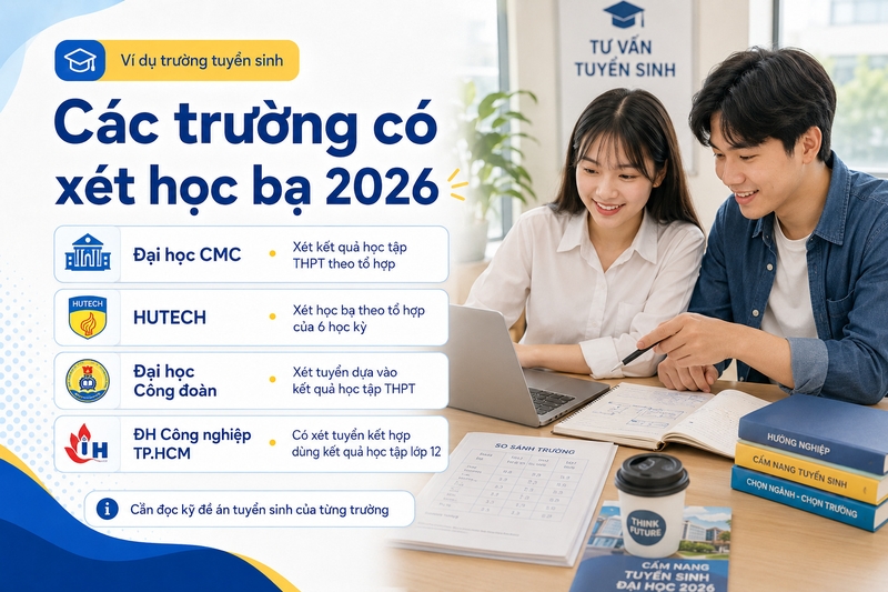 Các trường có xét học bạ năm 2026