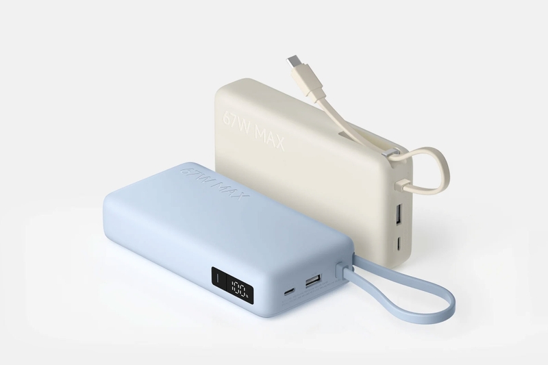 Xiaomi 67W Power Bank 20000 với hai tùy chọn màu be và xanh dương.