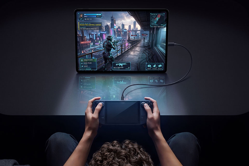 Khả năng nhận tín hiệu hình ảnh giúp máy linh hoạt hơn khi kết hợp với thiết bị chơi game cầm tay.