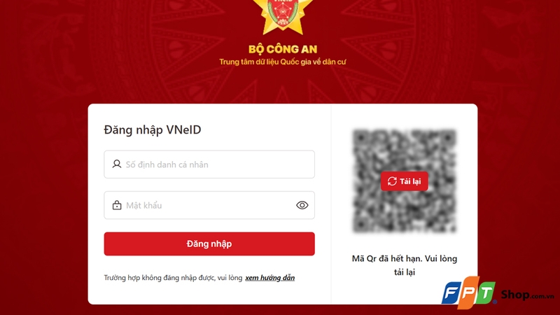 Đăng nhập bằng tài khoản VNeID cá nhân