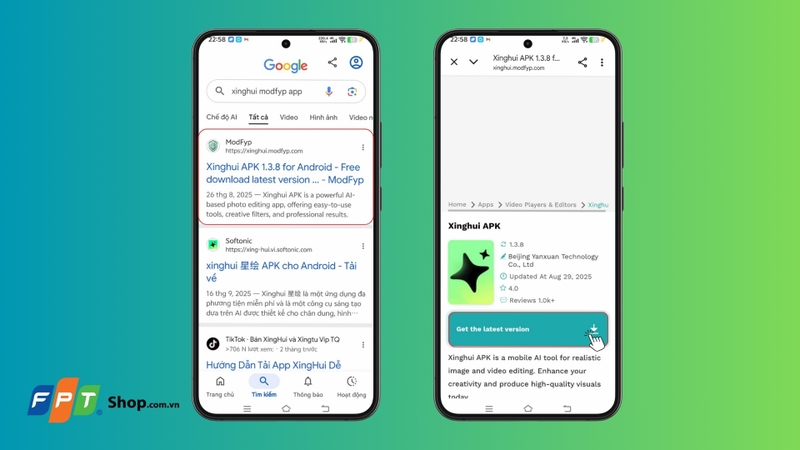 Gõ tìm kiếm “Xinghui Modfyp apk”