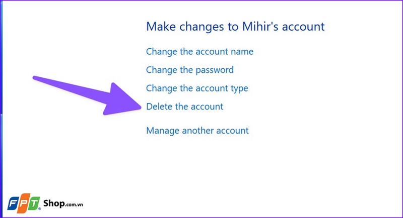 Xóa account trên Win 11 - 02