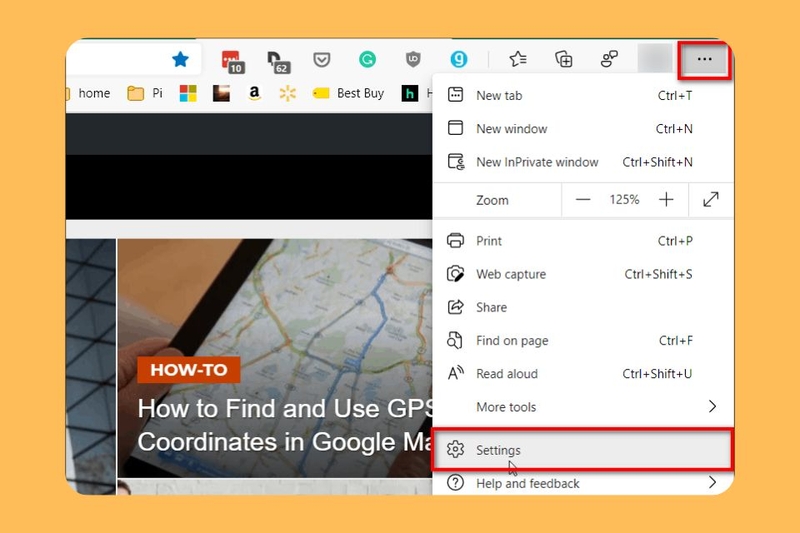 Khởi chạy Microsoft Edge, trên thanh công cụ ở góc trên cùng bên phải