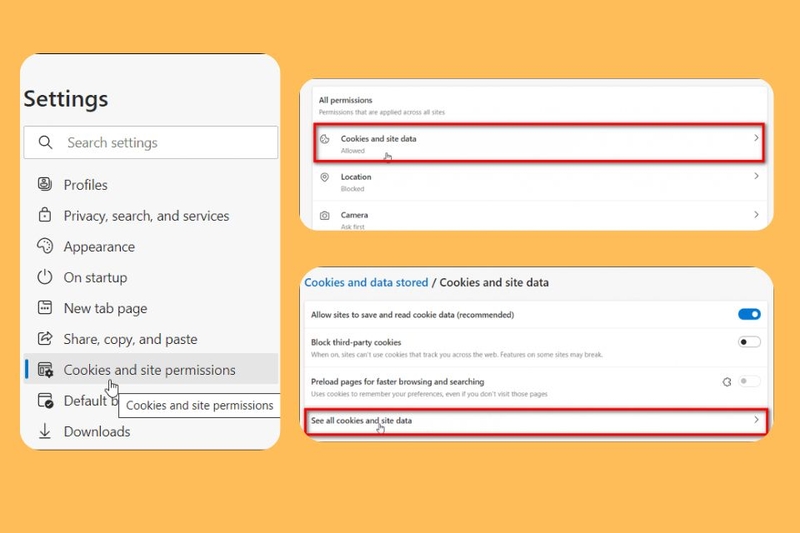 Xem tất cả Cookies và dữ liệu trang Web