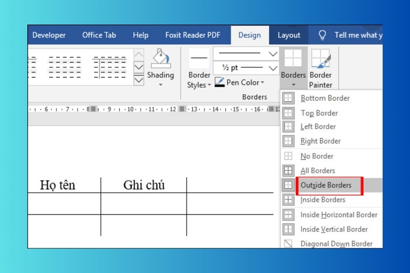 xóa đường viền bảng trong word giữ lại nội dung trong bảng hình 2
