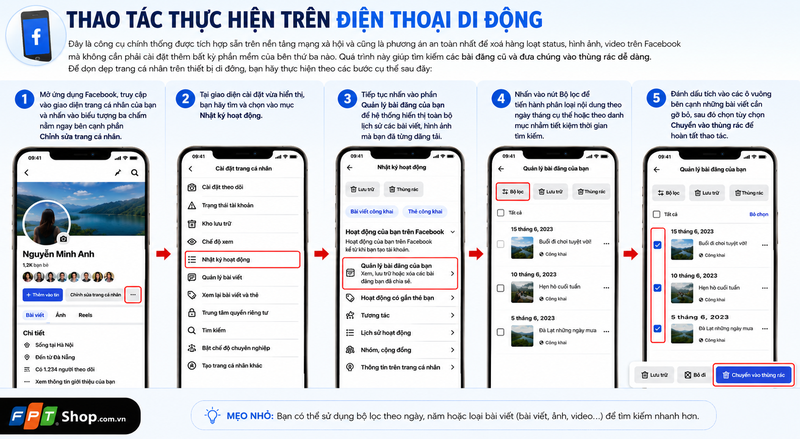 xoá hàng loạt status, hình ảnh, video trên Facebook 1