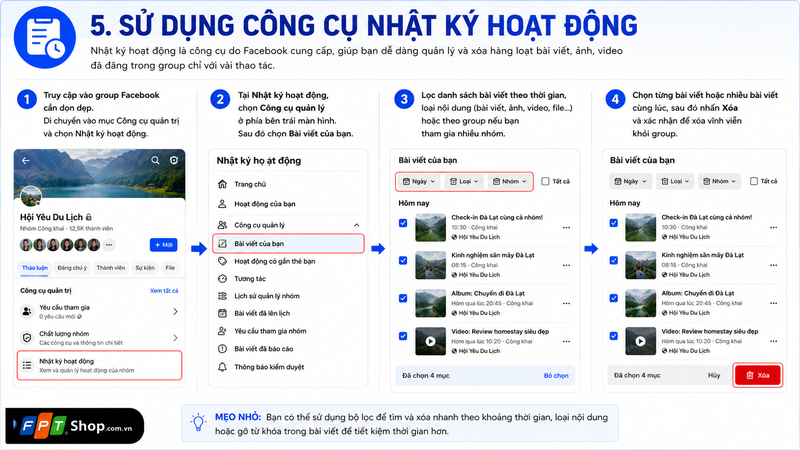 xoá hàng loạt status, hình ảnh, video trên Facebook 6