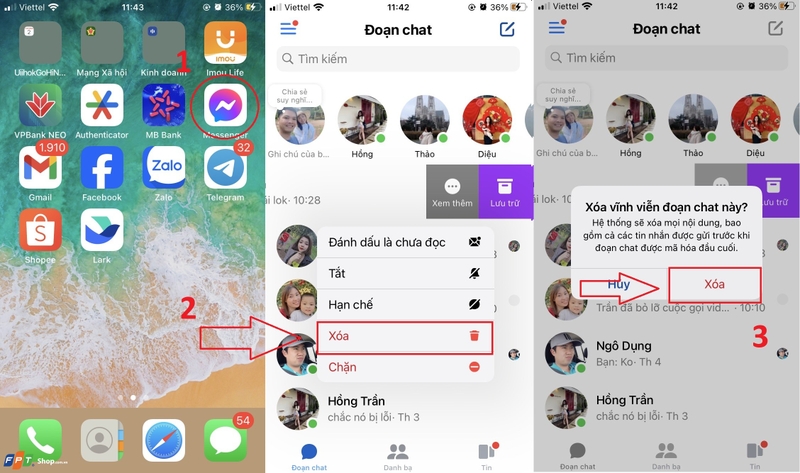 xóa lịch sử cuộc gọi trên messenger iphone 7