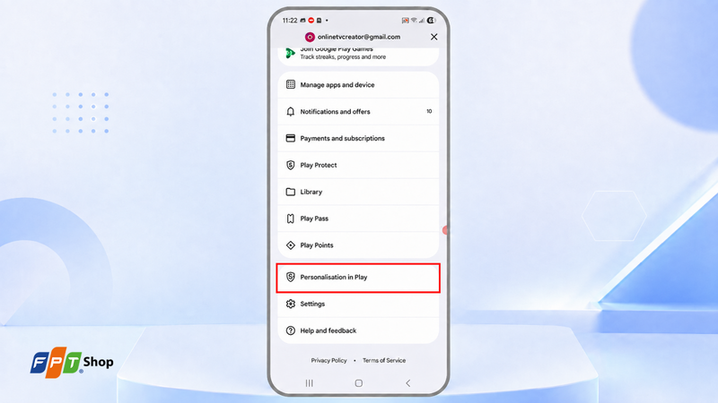 Chọn Personalisation in Play
