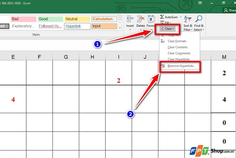 Cách xóa link trong Excel - 05