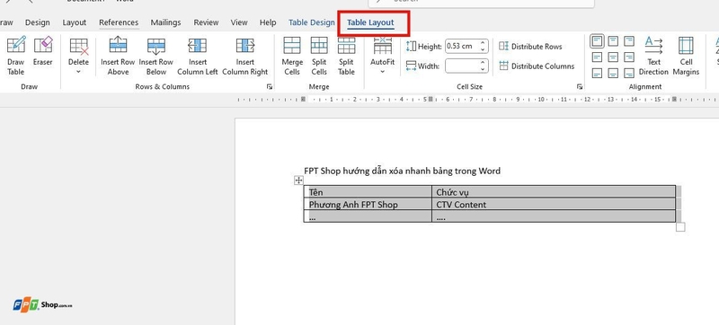 Xóa nhanh bảng trong Word (ảnh 4)