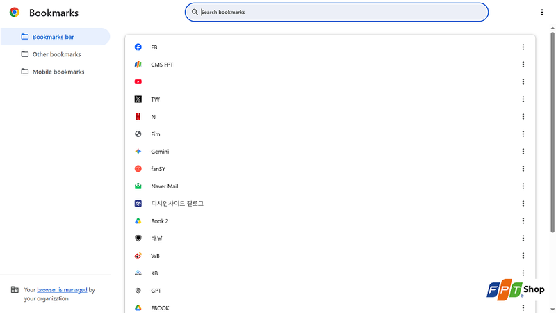 Bước 1: Mở Trình quản lý bookmark trên Google Chrome.