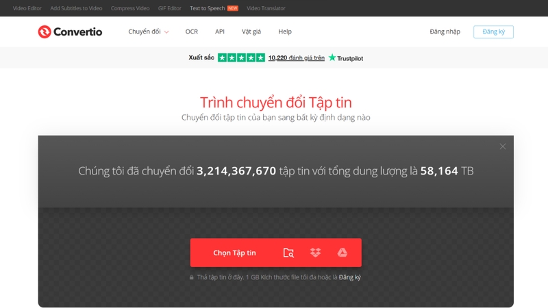 Mở trình duyệt và truy cập vào website Convertio