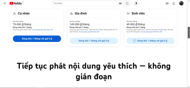 Youtube premium miễn phí hình 6
