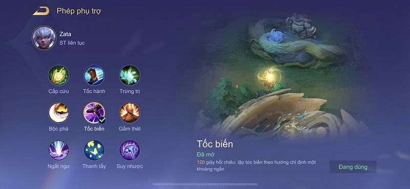 Tốc Biến là lựa chọn phép bổ trợ lý tưởng khi bạn chơi Zata