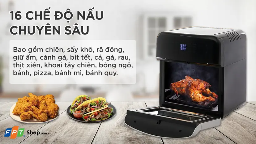 Dòng lò chiên Kangaroo KG12AF6A đáp ứng tốt khẩu phần tiệc tùng cho 7 đến 10 người.