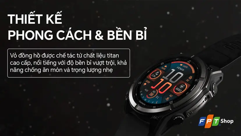 Garmin Fenix Sapphire AMOLED Titanium 51mm chính hãng, giá rẻ