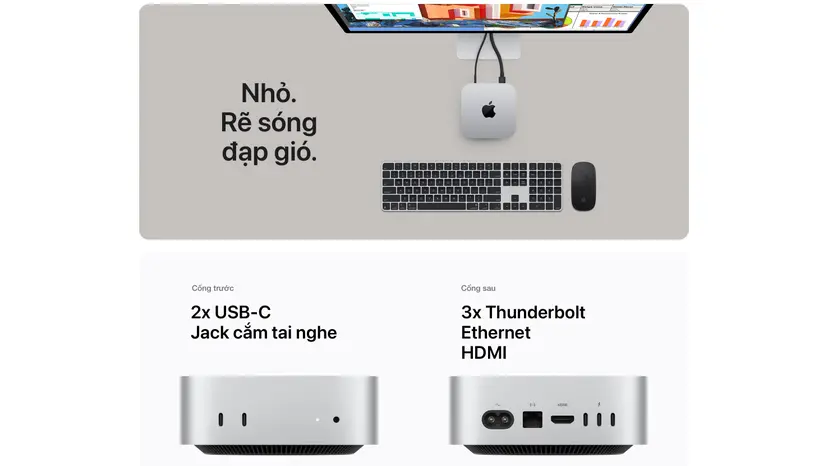 Mac mini M4 2024 10CPU/10GPU/24GB/256GB | Giá tốt, góp 0%