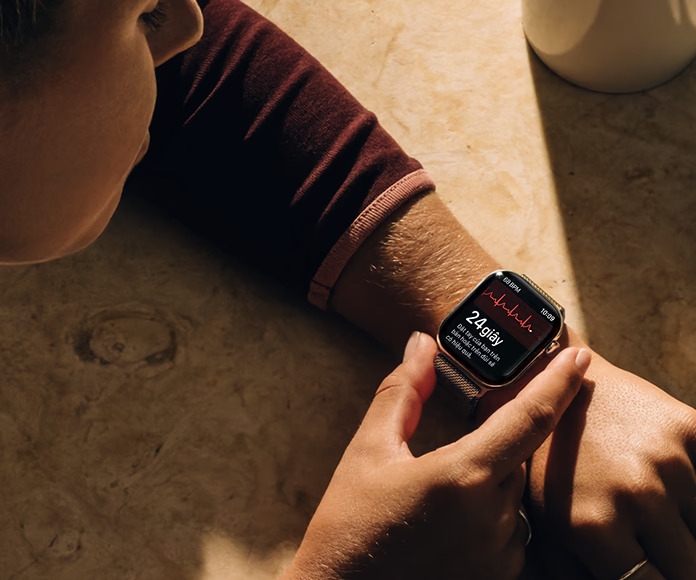 Apple Watch Series 12 GPS 42mm Viền nhôm Vàng Nhạt dây cao su Be Cát ảnh 8