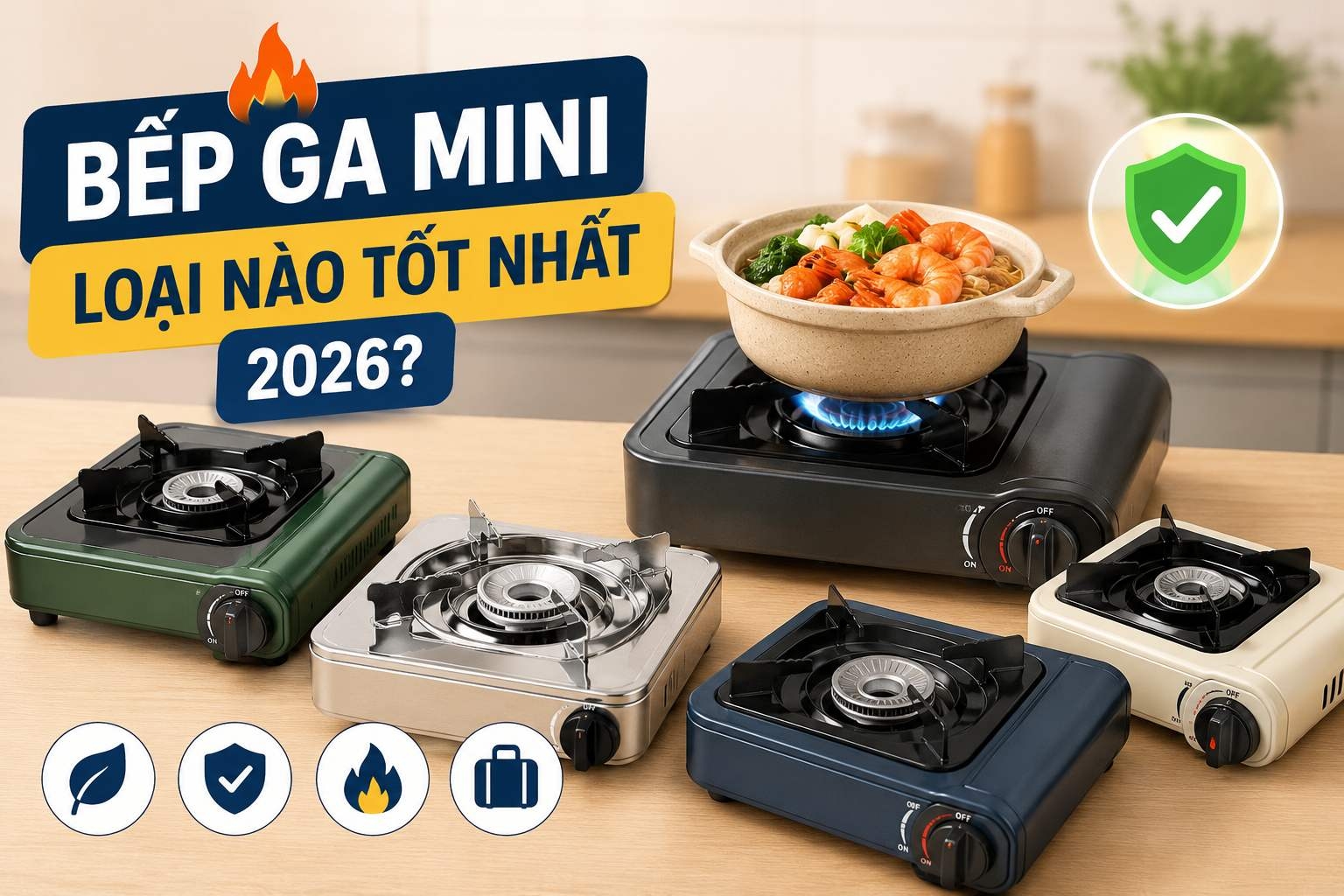Bếp ga mini loại nào tốt nhất 2026? Top 5 mẫu gọn nhẹ, an toàn, dễ dùng cho gia đình ít người