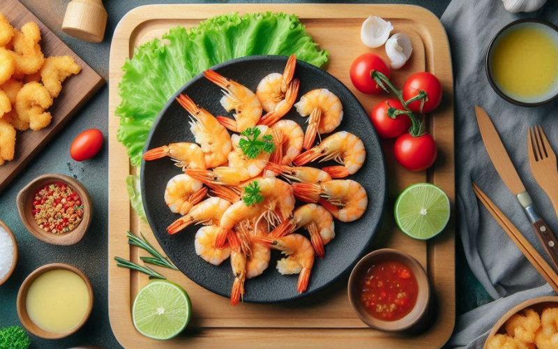 Các nguyên liệu trang trí tôm chiên