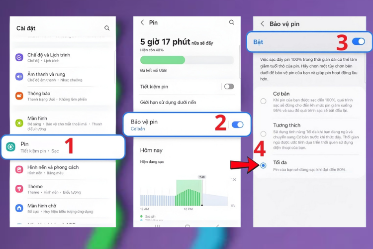 Cách cài đặt sạc pin tự ngắt khi đến 80% Samsung 6