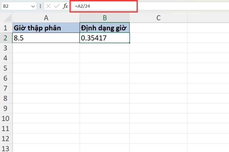 Cách chuyển đổi thời gian trong Excel (1)
