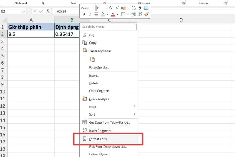 Cách chuyển đổi thời gian trong Excel (2)
