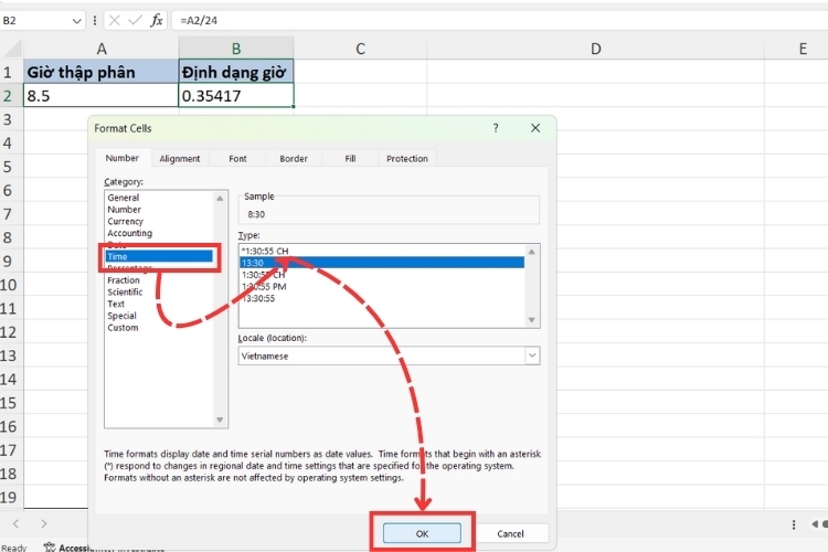 Cách chuyển đổi thời gian trong Excel (3)