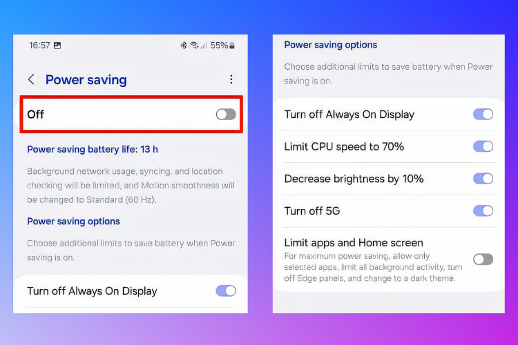 Cách tăng thời lượng pin trên Samsung Galaxy A35 2