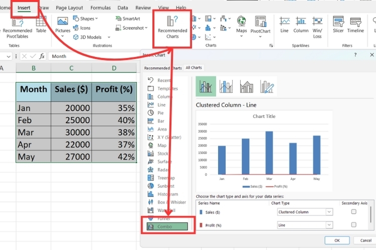 Cách tạo 2 biểu đồ Excel trên cùng 1 hình (7)