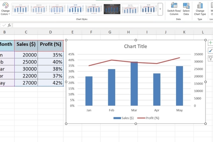 Cách tạo 2 biểu đồ Excel trên cùng 1 hình (9)