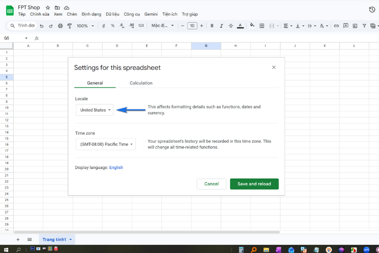 Cách thay đổi định dạng ngày tháng Google Sheets 1