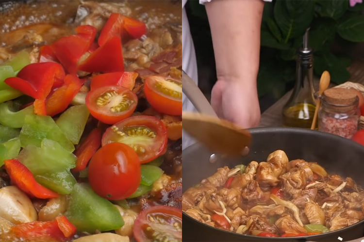 Hoàn thiện và trang trí món gà nấu bia