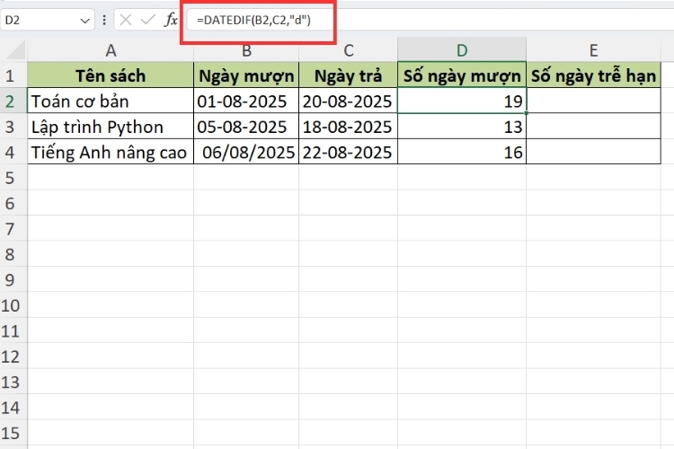 Hàm DATEDIF trong Excel (5)